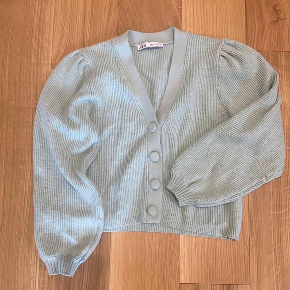 Zara puff sleeve cardigan